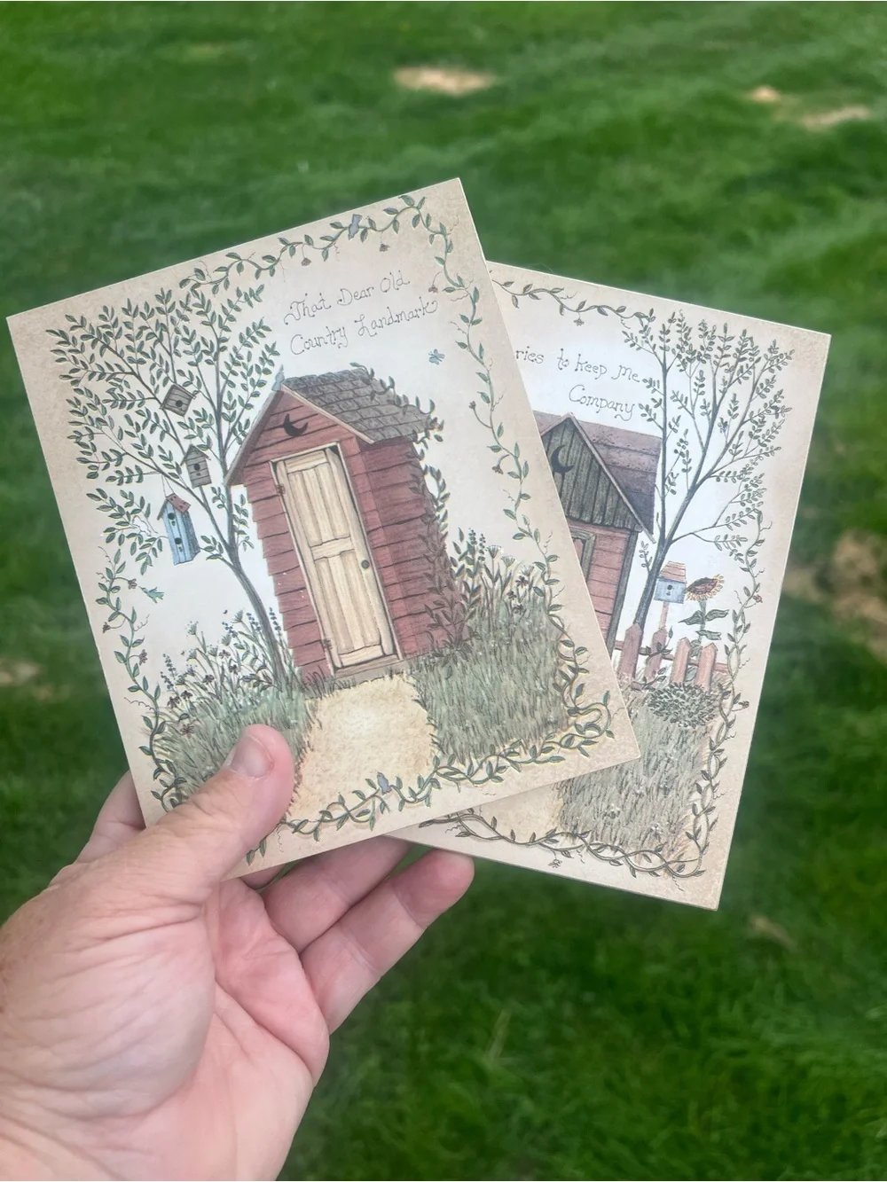 Country Outhouse Wall Art Print - Rustic Home Accent set